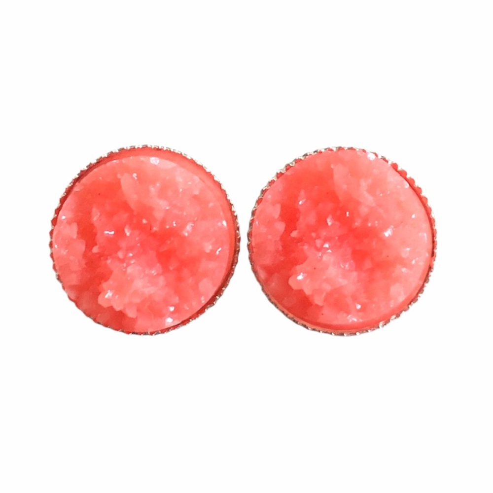 3/$15🎀Salmon Pink nugget faux druzy studs